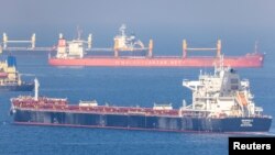 FILE - Cargo ship Despina V, carrying Ukrainian grain, is seen in the Black Sea off Kilyos near Istanbul, Turkey, Nov. 2, 2022. 