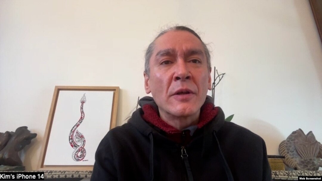 Kim Aris, the son of Myanmar’s detained former leader Aung San Suu Kyi, speaks with VOA via Zoom from his home in England, Feb. 2, 2024.