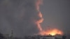 Smoke rises following an Israeli airstrike in the Gaza Strip, as seen from southern Israel, Oct. 14, 2023. 