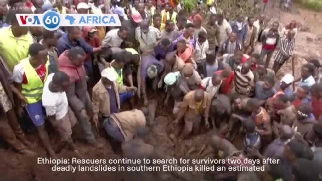 VOA60 Africa- Rescuers continue to search for survivors two days after deadly landslides killed an estimated 229 people. 