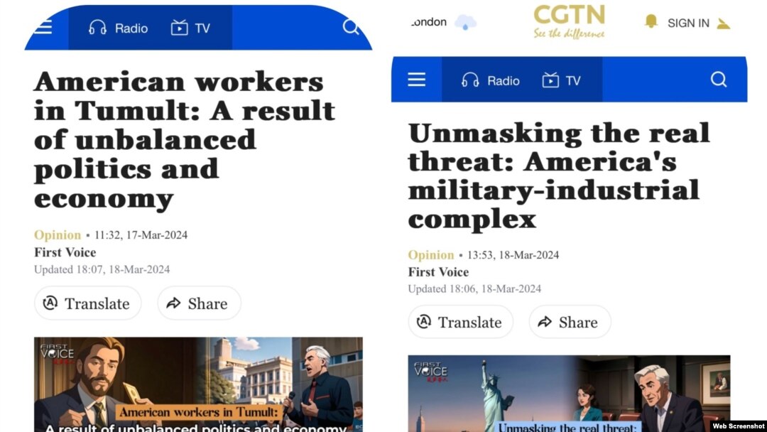 China’s CGTN publishes a series called “A Fractured America,” an AI-generated animated video series aiming at spreading anti-US sentiment. 