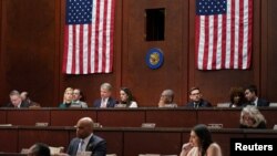 FILE - House Foreign Affairs Committee Chairman Michael McCaul poses a question to Ukraine's Prosecutor General Andriy Kostin during a hearing on alleged "Russian war crimes and other atrocities in Ukraine," on Capitol Hill in Washington, April 19, 2023.