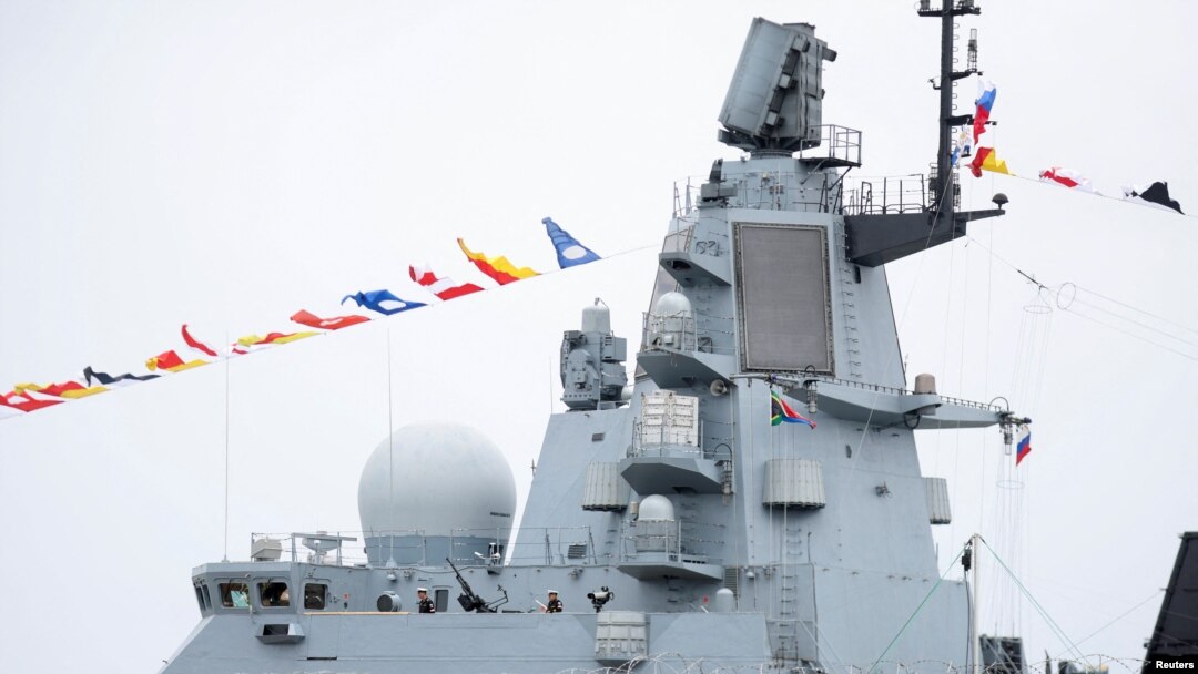 Soldiers are seen on a Russian frigate Admiral Gorshkov ahead of scheduled naval exercises with South African and Chinese navies in Richards Bay, South Africa, Feb. 21, 2023.