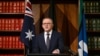 FILE — Australian Prime Minister Anthony Albanese speaks to media following a Ministry Meeting in Melbourne, Oct. 11, 2023. He arrived in China on Nov. 4, 2023, for a four-day visit. (AAP Image/Joel Carrett via Reuters)