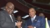 Président ya RDC Félix Tshisekedi na mokokani na ye ya Congo-Brazzaville Denis Sassou Nguesso na bokutani na Niamey, 7 juillet 2019.