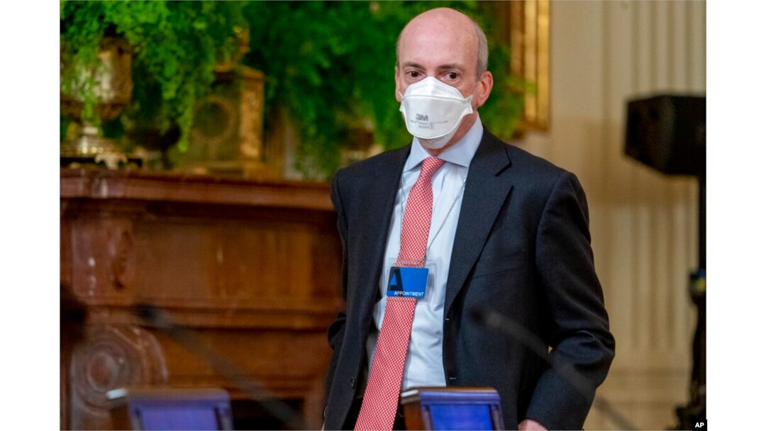 FILE - Chair of the Securities and Exchange Commission Gary Gensler arrives for a meeting in the East Room of the White House, Jan. 24, 2022.