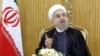 Iranian President Hassan Rouhani speaks in Tehran after returning from the annual United Nations General Assembly, Sept. 29, 2015. 