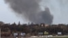 Smoke raises from the airport of Dnipro, on Apr. 10, 2022, amid Russian invasion of Ukraine.