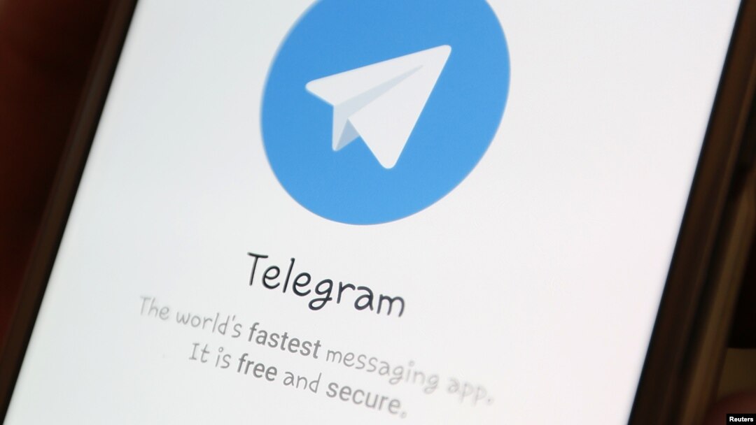 The Telegram logo is seen on a screen of a smartphone in this illustration, April 13, 2018.
