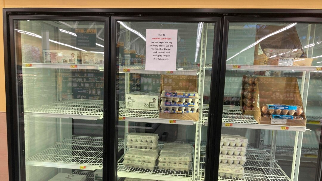 A nearly half egg cooler is shown Jan. 11, 2022, at a Walmart in Anchorage, Alaska.