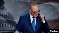 FILE - U.S. Senate Majority Leader Chuck Schumer, D-N.Y., speaks to reporters on Capitol Hill in Washington, Aug. 7, 2022.