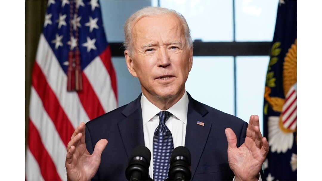 President Joe Biden speaks from the Treaty Room in the White House on Wednesday, April 14, 2021, about the withdrawal of the remainder of U.S. troops from Afghanistan.