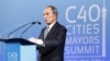 Former New York city mayor and former C40 chairman Michael Bloomberg delivers a speech on the first day of the C40 Cities climate summit in Johannesburg, Feb. 5, 2014. 