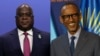 Presidente da República Democrática do Congo, Felix Tshisekedi, (esq) e Presidente do Ruanda, Paul Kagame, (dir), 4 julho 2022
