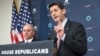 House Speaker Paul Ryan (R) speaks to reporters on Capitol Hill in Washington, Nov. 17, 2015, following a Republican strategy session on the Obama administration's refugee admission policies.