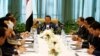 Yemen's Prime Minister Ahmed Obeid bin Daghr (C) attends a news conference in Riyadh, Saudi Arabia, May 18, 2016. 
