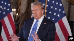 FILE - President-elect Donald Trump speaks during a news conference at Mar-a-Lago in Palm Beach, Florida, Dec. 16, 2024. He said on Sunday that Stephen Miran, a Treasury Department adviser in his first administration, would be the chair of his Council of Economic Advisers.