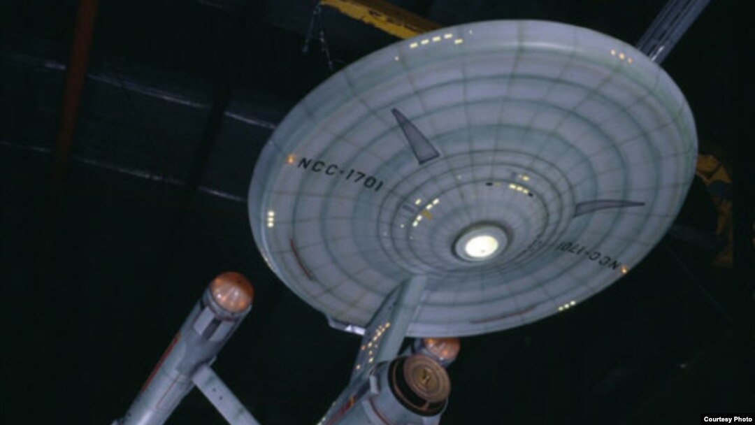 The original model of the Enterprise spacecraft from the television show "Star Trek" is on display at the National Air and Space Museum in Washington.