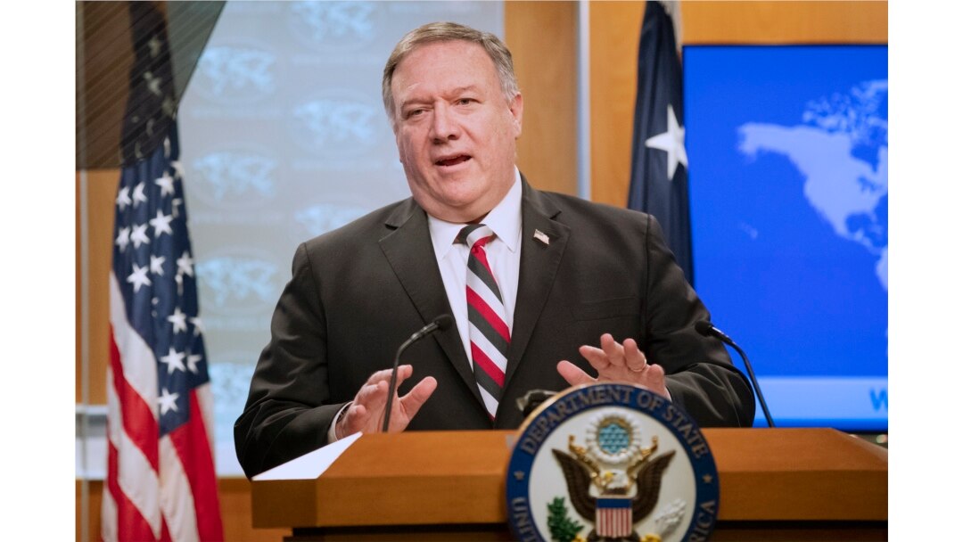 Secretary of State Mike Pompeo speaks during a news conference at the State Department, March 17, 2020, in Washington.