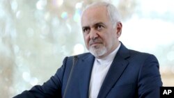 Iranian Foreign Minister Mohammad Javad Zarif speaks during a press conference with his German counterpart Heiko Maas after their talks in Tehran, Iran, June 10, 2019.