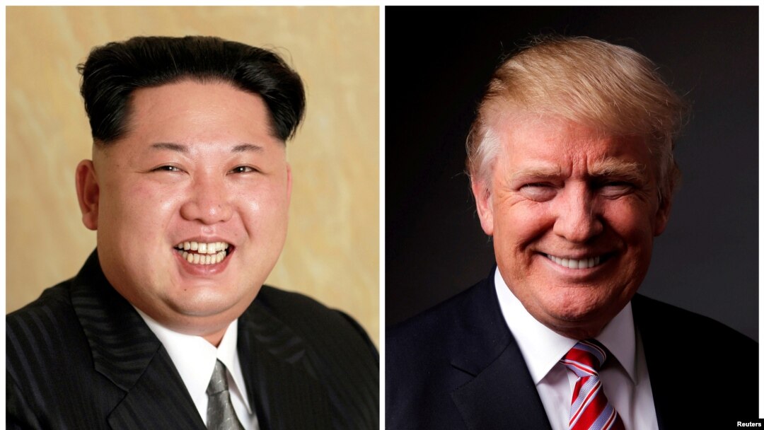 FILE - A combination photo shows a Korean Central News Agency (KCNA) handout of Kim Jong Un released on May 10, 2016, and Donald Trump posing for a photo in New York City, U.S., May 17, 2016.
