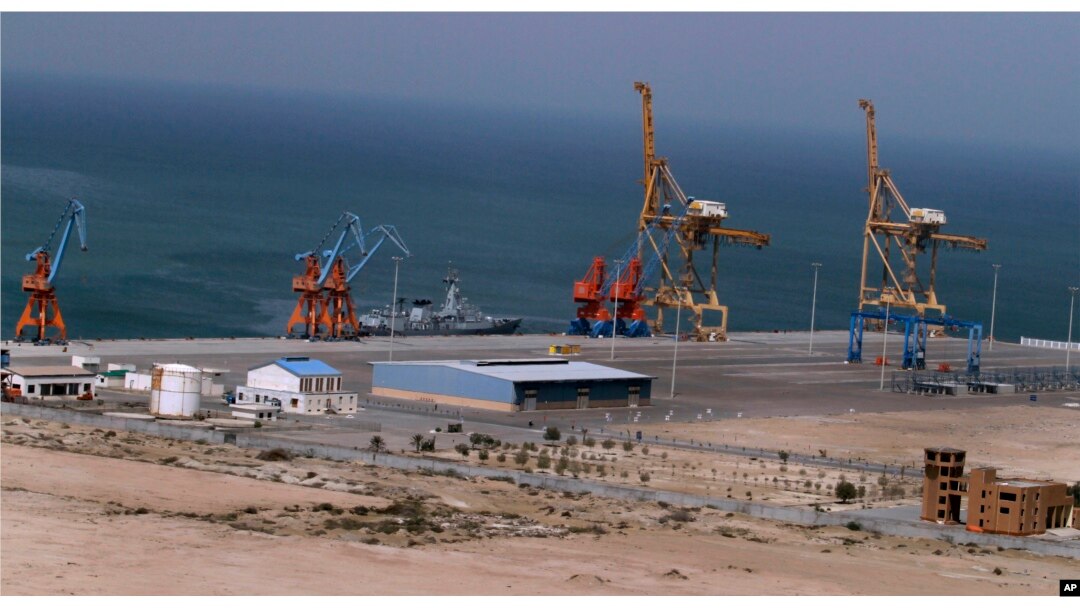 FILE - A Pakistan Navy ship berths at Gwadar port, Pakistan, April 11, 2016. The facility is seen as central to a multi-billion dollar economic cooperation agreement between Pakistan and China.