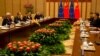 Chinese President Xi Jinping, meets with European Commission President Jean-Claude Juncker and European Council President Donald Tusk, during a meeting at the Diaoyutai State Guesthouse in Beijing, July 16, 2018. 