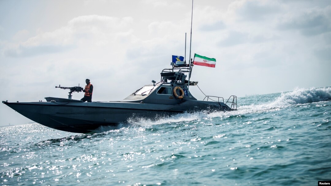 FILE - A boat of Iran's Revolutionary Guard is seen at undisclosed coordinatees in the Persian Gulf, Aug 22, 2019. (West Asia News Agency via Reuters)