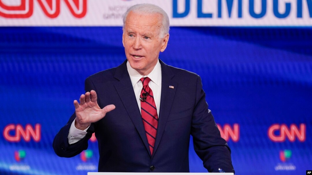 FILE - In this Sunday, March 15, 2020, file photo, former Vice President Joe Biden participates in a Democratic presidential primary debate at CNN Studios in Washington.