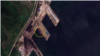 9월 6일 라진항의 모습. 대형 선박(원 안)이 정박해 있다. 사진=Planet Labs