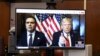 President-elect Donald Trump, right, appears remotely with attorney Todd Blanche for a sentencing hearing in the criminal case in which he was convicted on charges involving hush money, at New York Criminal Court in New York, Jan. 10, 2025.