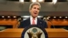 U.S. Secretary of State John Kerry delivers a statement on Ukraine from the State Department press briefing room in Washington, April 24, 2014.