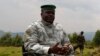 Congolese M23 rebel leader Bisimwa Bertrand speaks to the media in Bunagana, Aug. 2, 2013. 