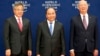Vietnamese Prime Minister Nguyen Xuan Phuc, center, Chinese Vice Premier Hu Chunhua, left, and Klaus Schwab, executive chair of the World Economic Forum, pose prior to the World Economic Forum on ASEAN Wednesday, Sept. 12, 2018 .