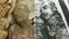 A mummy found during construction at a shrine near Tehran on April 23, 2018, is pictured alongside the remains of Iran's former ruler Reza Shah Pahlavi, who some Iranians say resembles the mummified body. (Photo courtesy of Iranian state news agency)