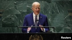 美国总统拜登2023年9月19日在纽约联合国大会上发表讲话。（路透社）