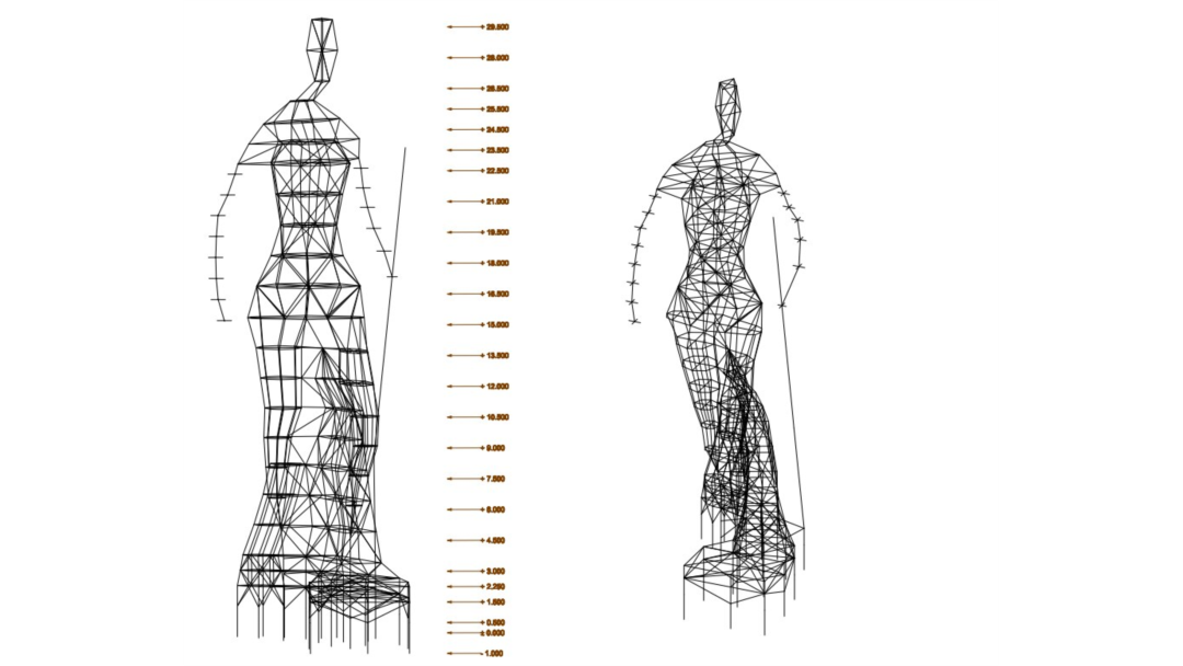 북한이 제작한 동상을 입체화(3D)한 모습.