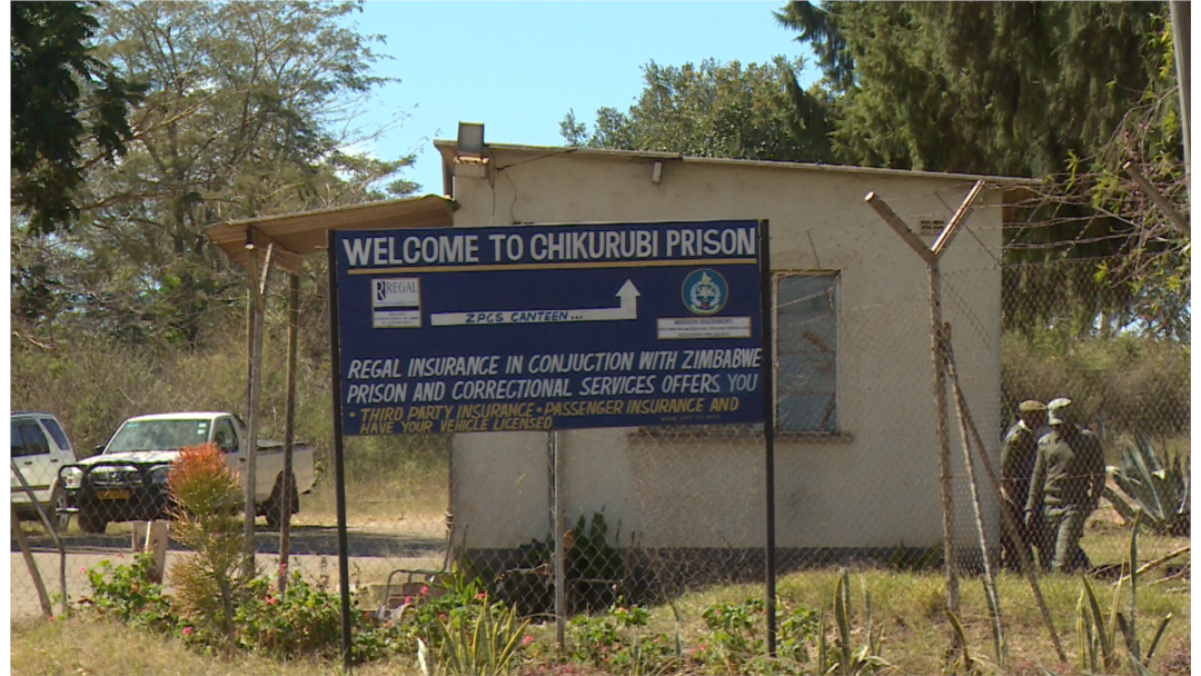 FILE - Signage at the Chikurubi maximum security prison just outside Harare, June 3, 2019. (Columbus Mavhunga/VOA)