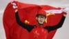 Short Track Speed Skating Events - Pyeongchang 2018 Winter Olympics - Men's 500m Final - Gangneung Ice Arena - Gangneung, South Korea - February 22, 2018 - Gold medallist Wu Dajing of China celebrates. 