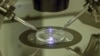 FILE - An embryologist works on a petri dish at a London fertility clinic.