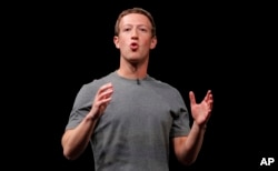 FILE - Facebook CEO Mark Zuckerberg speaks during the Samsung Galaxy Unpacked 2016 event on the eve of the Mobile World Congress wireless show, in Barcelona, Spain, Feb. 21, 2016.