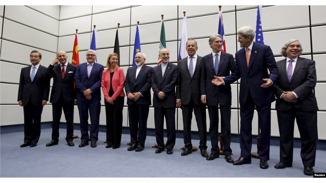 FILE - Group picture taken at the UN building in Vienna after Iran and six major world powers reached a nuclear deal.