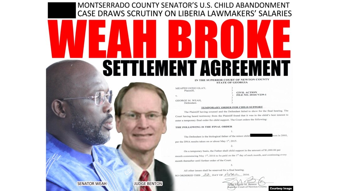 The Liberian online publication FrontPageAfrica reported that a court in the U.S. State of Georgia issued a warrant for Weah’s arrest.