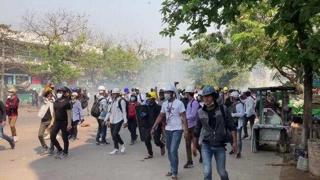 Anti-Coup Protests Continue in Mandalay, Myanmar, March 7, 2021