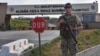 A Turkish soldier guards the entrance to the prison complex in Aliaga, Izmir province, western Turkey, where jailed U.S. pastor Andrew Craig Brunson is appearing on his trial at a court inside the complex, May 7, 2018. 