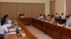  ပြည်ထောင်စုဝန်ကြီး ဒေါ်အောင်ဆန်းစုကြည်အပါအဝင် ဝန်ကြီးဌာနများ၏ ဖွဲ့စည်းပုံပြင်ဆင်ရေးဆွဲရေး ညှိနှိုင်း အစည်းအဝေးကျင်းပနေစဉ် ။ ဧပြီ ၂၁၊ ၂၀၁၆ (Photo-president office )