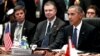 FILE - U.S. President Barack Obama, right, delivers remarks at the US-ASEAN meeting at the ASEAN Summit in Kuala Lumpur, Malaysia, Nov. 21, 2015. 