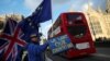 Anti-Brexit protesters demonstrate opposite the Houses of Parliament in London, Britain, January 16, 2018.