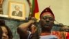 FILE - Opposition lawmaker Joseph Mbah Ndam is seen on the rostrum complaining about anglophone marginalization, in Yaounde, Cameroon, April 4, 2017.