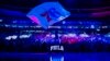FILE - Philadelphia 76ers mascot Franklin waves the flag during pre-game introductions prior to the NBA basketball game against the Brooklyn Nets, in Philadelphia, Pennsylvania, April 14, 2024.